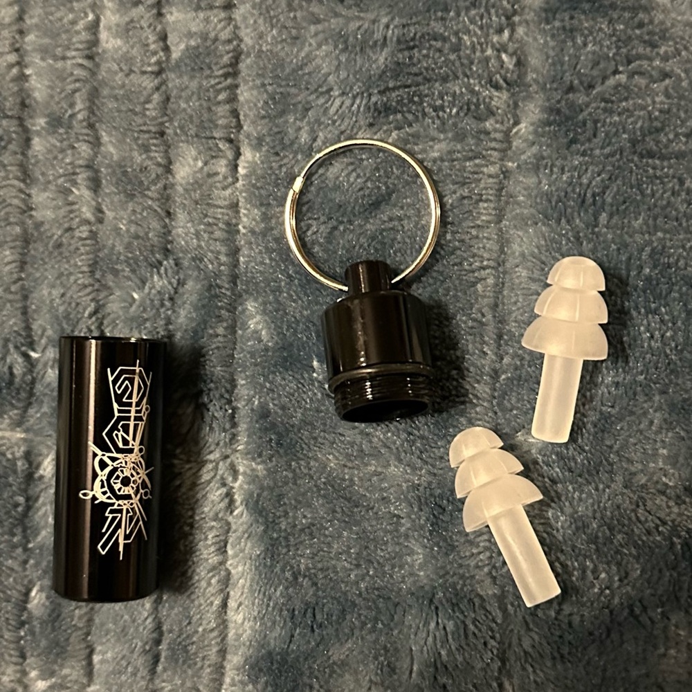 Black Keychain Earplugs by [Brand]